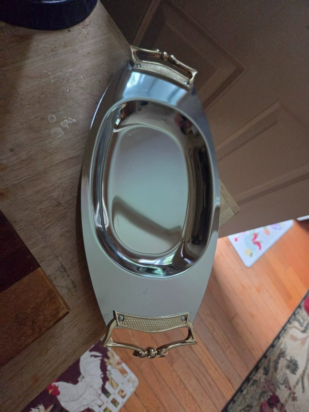vintage kromex serving tray with polished sparkling chrome finish&ornate handles